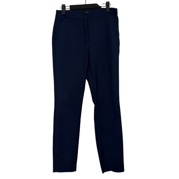 Zara Chino Crop Trouser Dress Pant Stretch Straight Leg Pockets 6 Navy Blue - Picture 11 of 15